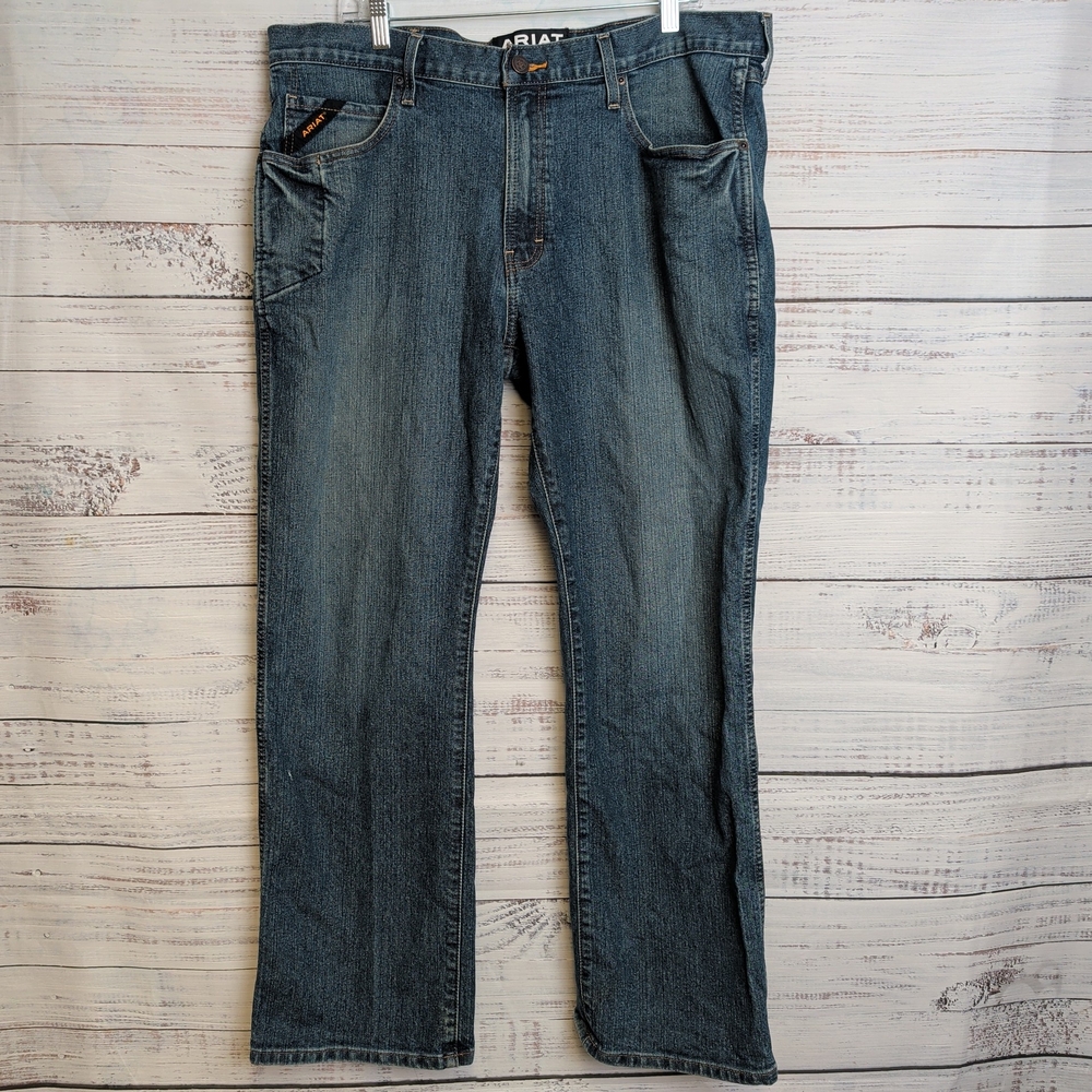 Ariat Rebar Jeans Mens Size 40x32 M4 Low Rise Boot Western Work Blue Denim